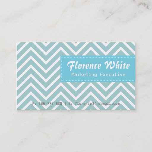 Customizable Classy and Elegant, blue and white chevron pattern Business Cards