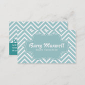 Classy and Elegant, blue and white chevron pattern Business Card (Front/Back)