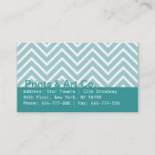 Classy and Elegant, blue and white chevron pattern Business Card (Back)