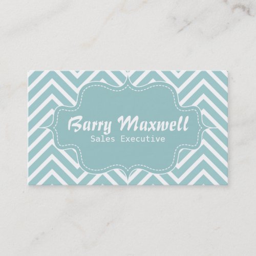 Classy and Elegant, blue and white chevron pattern Business Card Template