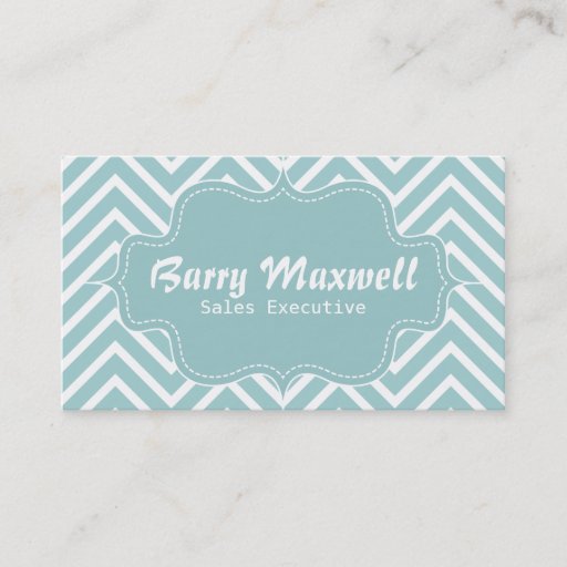 Customizable Classy and Elegant, blue and white chevron pattern Business Card Template