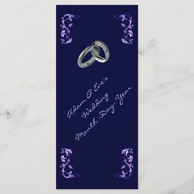 Classy and elegant blue wedding dinner menu (Back)