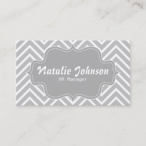 Classy and Elegant, grey and white chevron pattern Business Card Templates