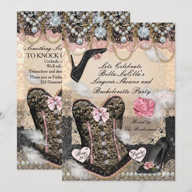 Classy and Elegant Lingerie Bachelorette Party Invitation (Front/Back)