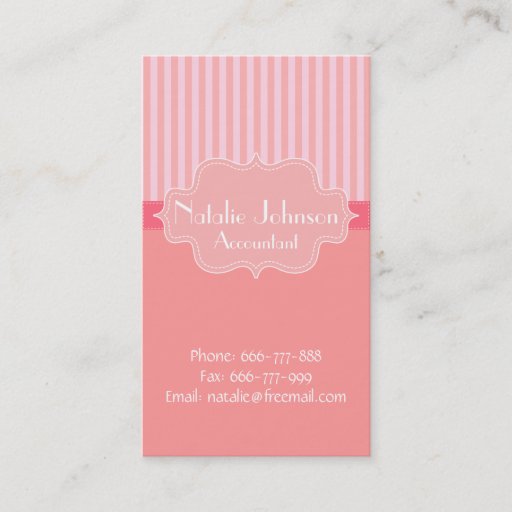 Customizable Classy and Elegant, Pink Stripes Background Business Card