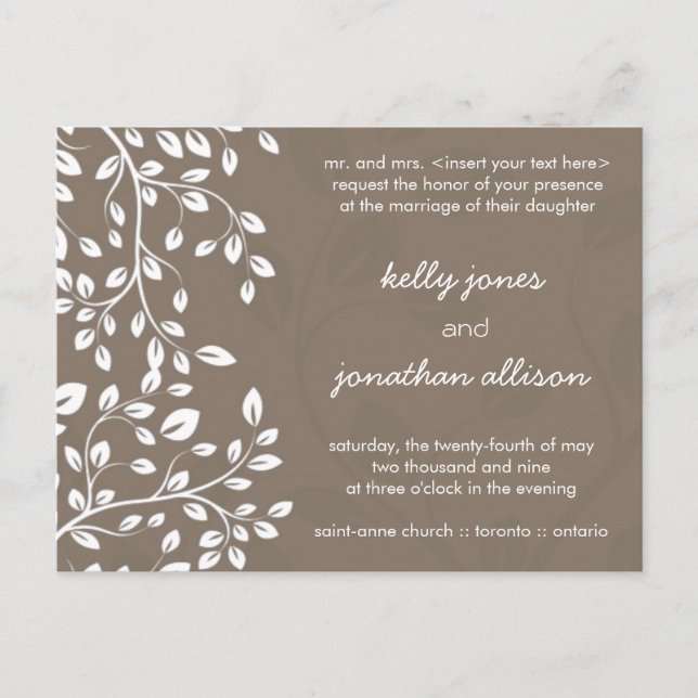 Classy and Elegant Wedding Invitation Postcard (Front)