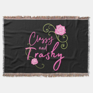 Classy and Trashy Pink Rose Throw Blanket