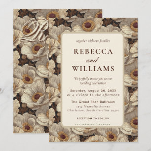 Classy Anemones Floral Backyard Wedding Invitation