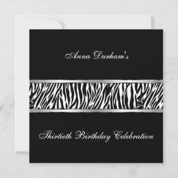 Classy Animal Print Invite [zebra Black/silver] by TreasureTheMoments at Zazzle