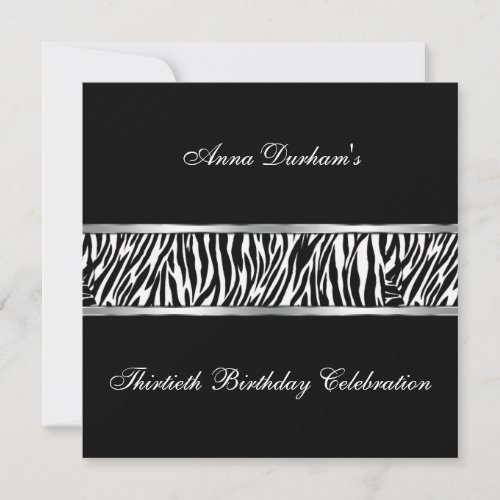 Classy Animal Print Invite Zebra BlackSilver