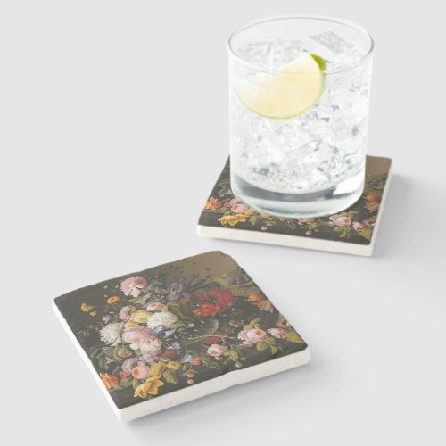 Classy Antique Floral Still Life Fine Art Painting Stone Coaster