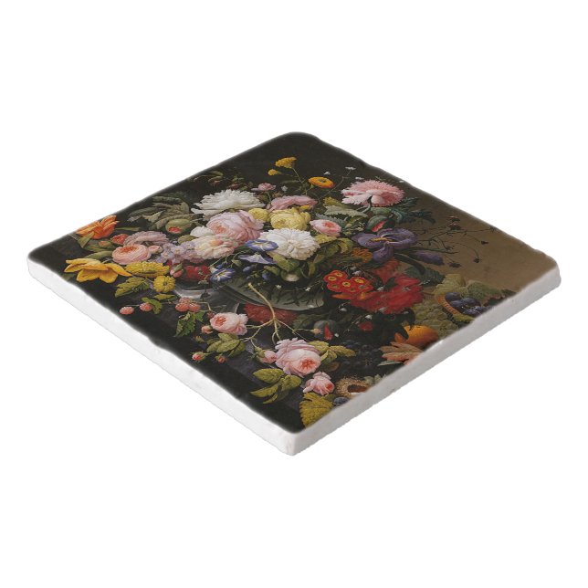 Classy Antique Floral Still Life Fine Art Painting Trivet (Corner)