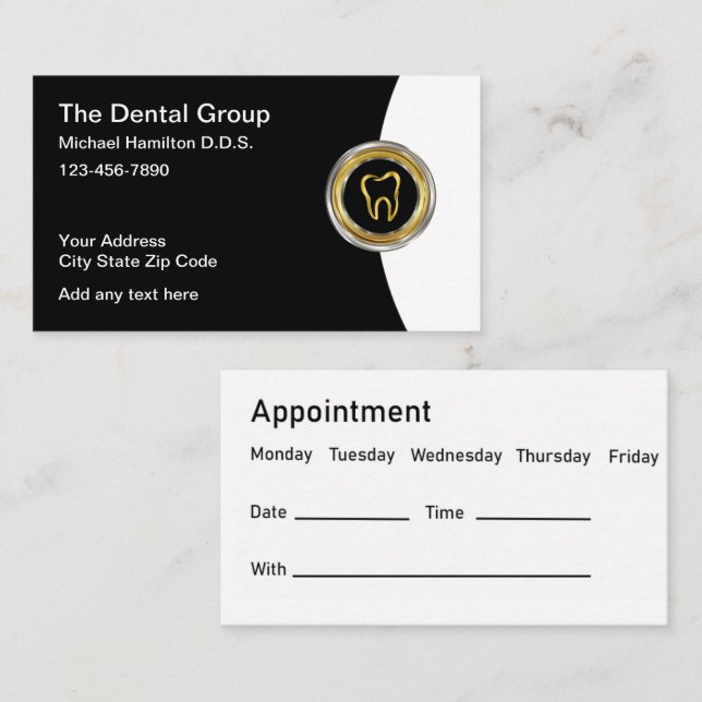 Classy Appointment Dentist Business Cards (Front/Back)