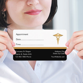 Classy Appointment Reminder Doctor Business Cards by Luckyturtle at Zazzle