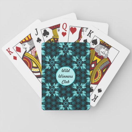 Classy Aqua and Black Floral  Poker Cards