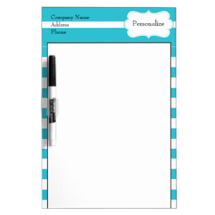 Classy Aqua Blue Stripes Dry-Erase Board