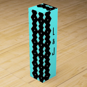 Classy Aqua With Monogram Wine Box