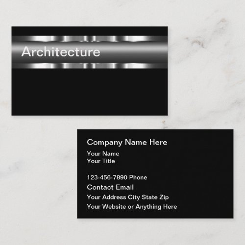 Classy Architecture Silver Tone Business Cards