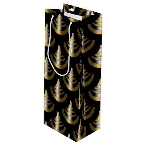 Classy Art Deco  Black and Gold Wine Gift Bag