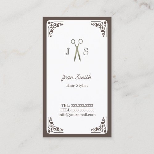 Classy Art Deco Border Hair Stylist Business Card