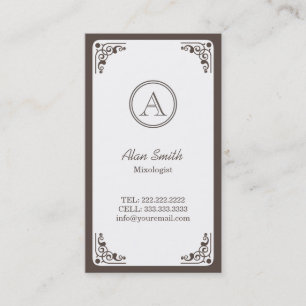 Classy Art Deco Border Mixologist Business Card