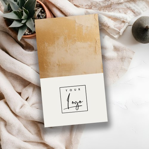 Classy Artistic Beige Gold Oil Paint Texture Logo Business Card