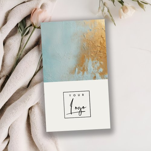 Classy Artistic Blue Gold Oil Paint Texture Logo Business Card