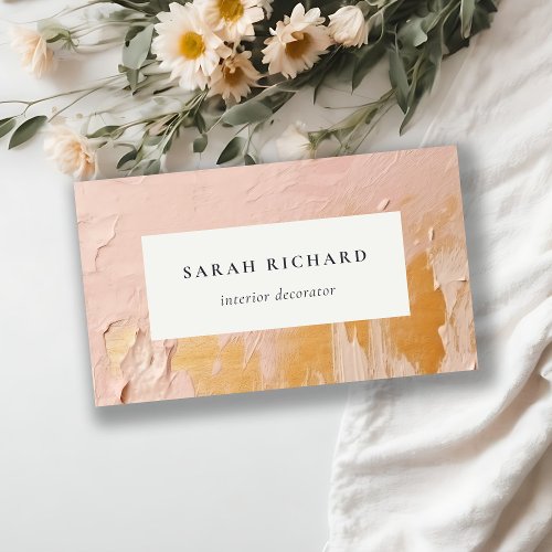 Classy Artistic Bush Pink Gold Oil Paint Texture Business Card