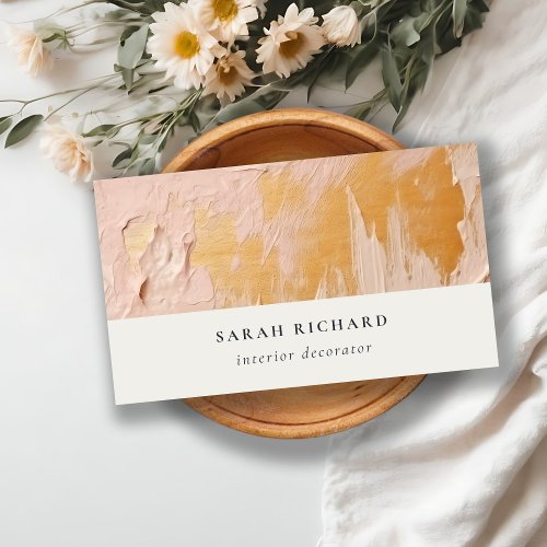 Classy Artistic Bush Pink Gold Oil Paint Texture Business Card