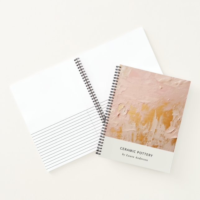 Classy Artistic Bush Pink Gold Oil Paint Texture Notebook (Inside)