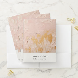 Classy Artistic Bush Pink Gold Oil Paint Texture Pocket Folder