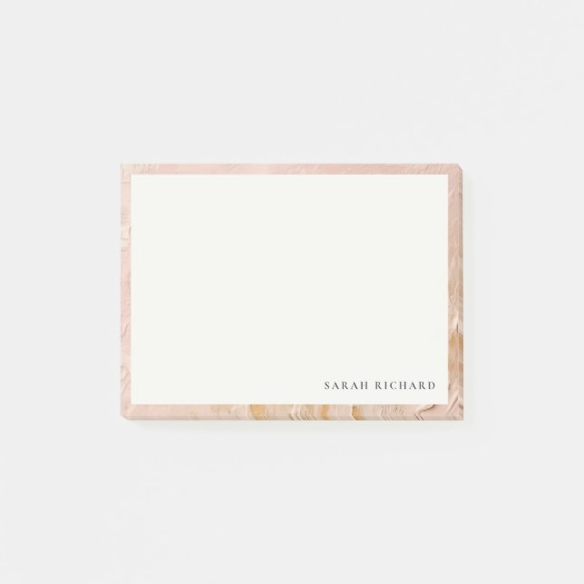 Classy Artistic Bush Pink Gold Oil Paint Texture Post-it Notes (Front)