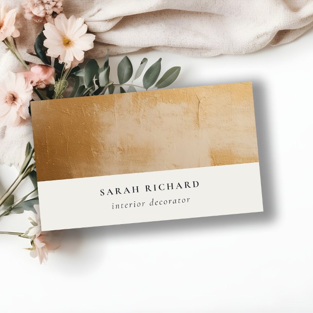 Classy Artistic Chic Beige Gold Oil Paint Texture Business Card (Creator Uploaded)
