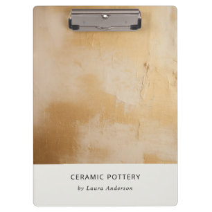 Classy Artistic Chic Beige Gold Oil Paint Texture Clipboard