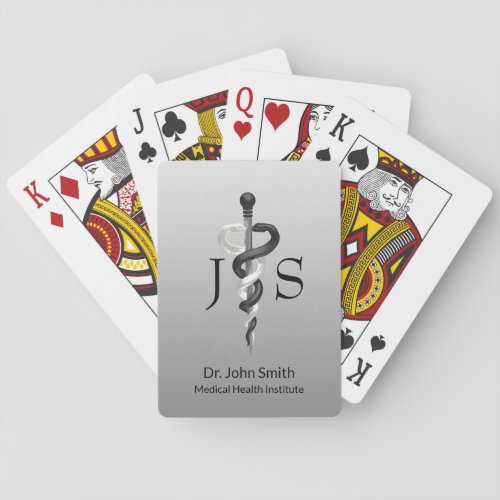 Classy Asclepius Noble Medical Elegant Black White Playing Cards