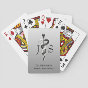 Classy Asclepius Noble Medical Elegant Black White Poker Cards