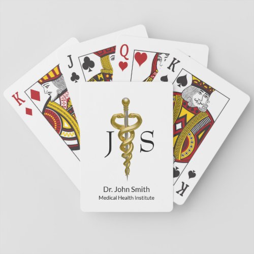 Classy Asclepius Noble Medical Elegant Gold Silver Playing Cards