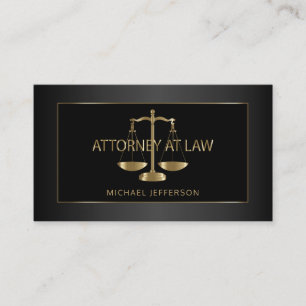 Classy Attorney at Law - Black and Gold Business Card