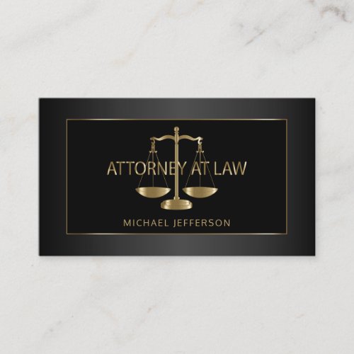 Classy Attorney at Law _ Black and Gold Business Card