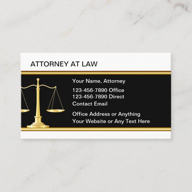 Classy Attorney At Law Business Cards (Front)