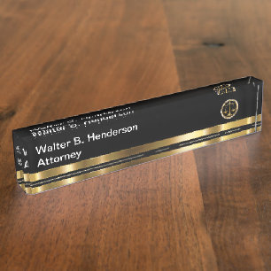 Classy Attorney At Law Desk Plaque Name Plate