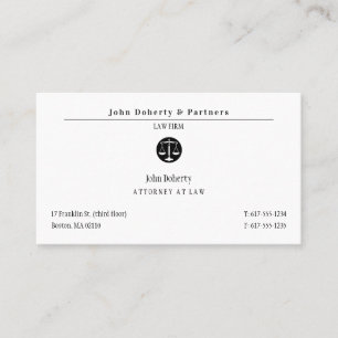 Classy Attorney at Law Law Firm Business Card