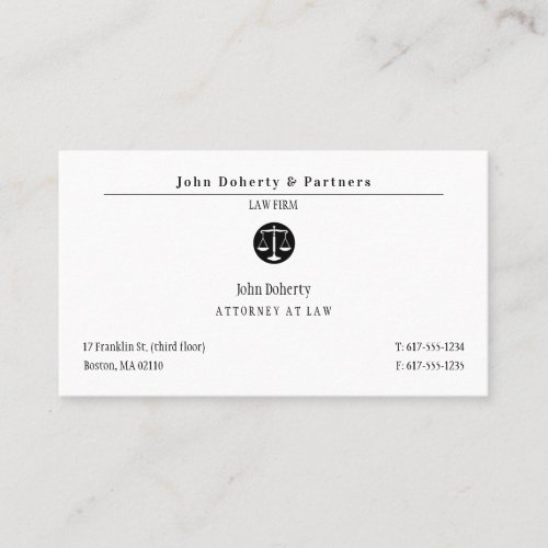 Classy Attorney at Law  Law Firm Business Card