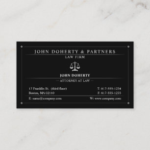 Classy Attorney at Law   Lawyer Black Business Card