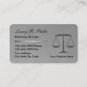 Classy Attorney at Law Lawyer Black Silver Business Card