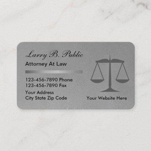 Classy Attorney at Law  Lawyer Black Silver Business Card