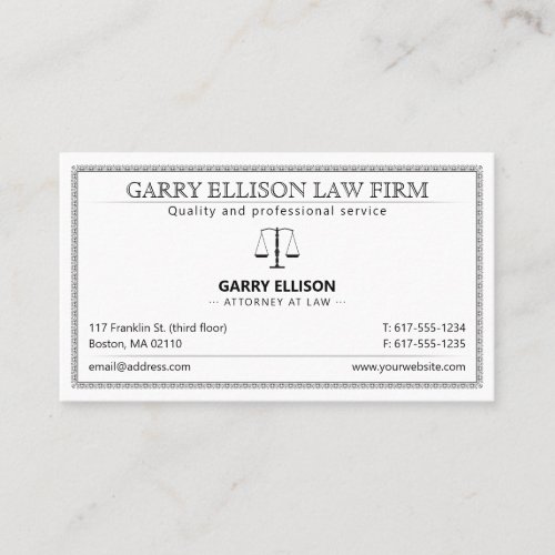 Classy Attorney at Law  Lawyer Business Card