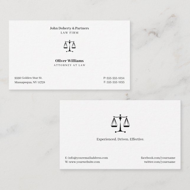 Classy Attorney at Law | Lawyer Business Card (Front/Back)