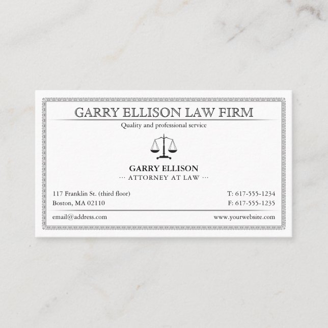 Classy Attorney at Law | Lawyer Business Card (Front)