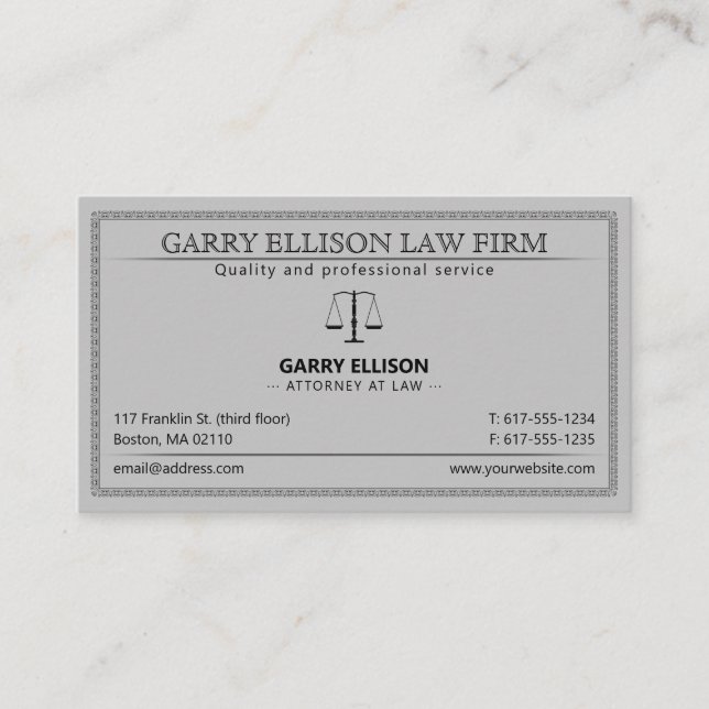 Classy Attorney at Law | Lawyer Business Card (Front)